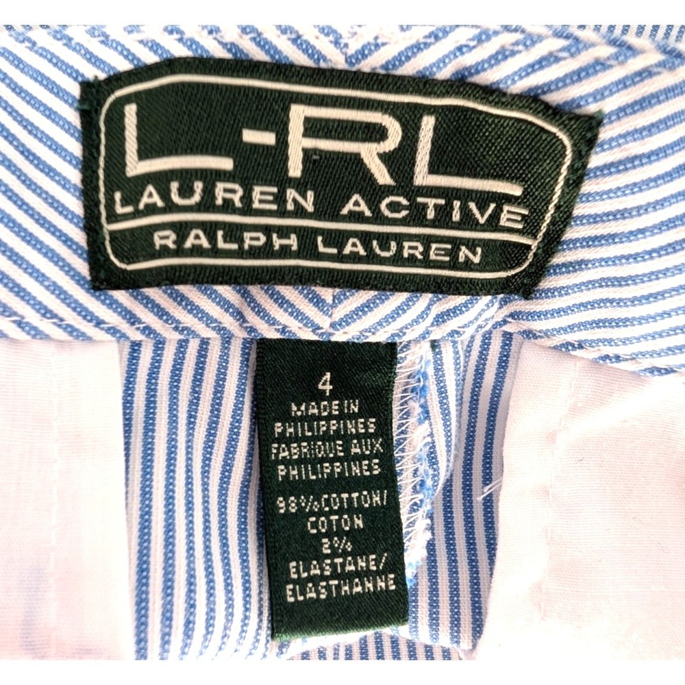 LRL Ralph Lauren‎ Active Blue White Stripe Bermuda Shorts Classic Preppy Golf 4 - Picture 9 of 12